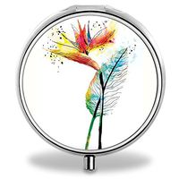 IMLONE Pill Organizer, Customized Flower and Plant Pill Boxes with 3 Components Metal Pill Container for Purse