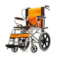 Wheelchair Folding Elderly Portable Manual Wheelchair Disabled Hand Push Wheelchair Elderly Children Travel Wheelchair Solid Tire Wheelchair with Hand Brake (Color : Orange)