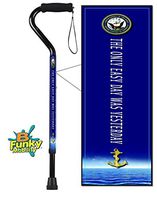 Walking Cane Adjustable Aluminum US Navy Motto