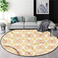 RUGSMAT Lion Modern Machine Round Bath Mat,Luxuriant Lions Mane Lines Non Slip Rug Round-59