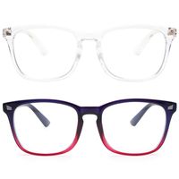 Livho 2 Pack Blue Light Blocking Glasses, Computer Reading/Gaming/TV/Phones Glasses for Women Men,Anti Eyestrain & UV Glare LI8081B4 Clear+Blue Purple)