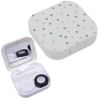 Portable Contact Lens Case Box Travel Kit Mirror + Bottle + Tweezers Container Holder [ Color Polka Dots ]