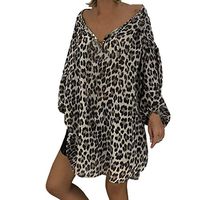 Vivilpus Womens Tops Leopard Print Long Sleeve 2019 Autumn Women's Loose Plus Size Long Sleeve V-Neck Pullover Tops Shirt T-Shirts Blouses Tee