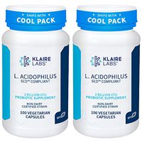 Klaire Labs L. Acidophilus - 3 Billion CFU Lactobacillus Probiotic, Pure SCD Compliant Formula for Men & Women, Hypoallergenic & Non-Dairy (100 Capsules, 2 Pack)