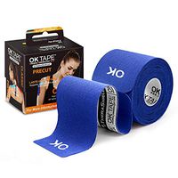 OK TAPE Sports Kinesiology Tape - 20 Strips Precut Latex Free Waterproof Athletic Tape for Pain Relief, Supports and Stabilizes Muscles & Joints Lasts Upto 3 Days- 2inch x 16.4 feet Roll Navy Blue