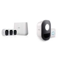 Arlo Pro 2 Home Security Camera System (3 pack) with Lights (1 Pack) - Siren, Wireless, Rechargeable, 1080p HD, Audio, Indoor or Outdoor, Night Vision, Works with Amazon Alexa (VMS4330P)