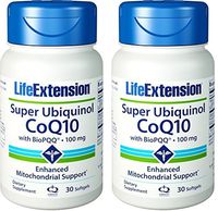 Life Extension Super Ubiquinol CoQ10 with Enhanced Mitochondrial Support 100 mg, 60 softgels (2 Pack)