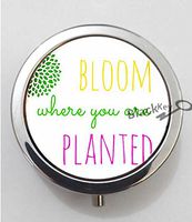 BlackKey Bloom Where You are Planted Quote 3-Compartment Decorative Pocket Gift Box Case Organizer for Pill, Color 1 -729