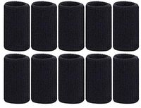 VNDEFUL 10 Pieces Black Finger Sleeves Sports Elastic Finger Sleeve Support Protector for Volleyball Basketball Badminton Baseball Tennis Boating Gym