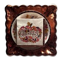 Thankful Gold Copper Deluxe Fall Party Dinnerware Bundle - 3 Items: Dinner Plates, Dessert Plates, Napkins Service for 20