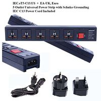 Wonpro2 5-Outlet, 4G 2" Spacing, eT5 Power Strip Surge Protector with 6 Feet US Power Cord, 2 Amperage Pipeline Adapters