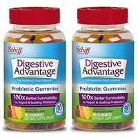 Daily Probiotic Gummies, Digestive Advantage (80 Count in a Bottle), 100X Better Survivability vs Yogurt & Leading Probiotics (Pack of 2)