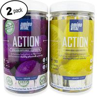 Amino VITAL Action Bundle | Fermented Vegan BCAAs Amino Acid Powder + Electrolytes | Single Serve Packets | Keto Friendly | Lemon + Grape Flavor | 2 Canisters