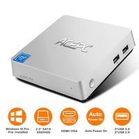 ACEPC T11 Mini PC,Windows 10 Pro Intel Atom x5-Z8350 Fanless Desktop Computer,4GB DDR3/32GB eMMC, Support 2.5-Inch SATA III Internal SSD/HDD,4K HD,2.4/5G WiFi,1000M LAN,HDMI/VGA Output,Auto Power On