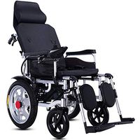 Lightweight Folding Electric Wheelchair,Sitting and Lying 2 in 1 Power Transport Wheelchair Chair, Electric Wheelchairs for Adults Elderly, Rollator Walker with Seat,Black