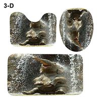 Mggsndi Bathroom Set, Soft Travel Portable Reusable Elephant Bathroom Polyester Shower Curtain Pedestal Rug Lid Toilet Cover Mat Bath Mat with No Slip Design for Home Bathroom Decor 1# D