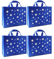 Reusable Gift Bags, Large, Snowflake, 4 Pack (Royal Blue)