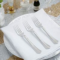 Efavormart 125 Pieces - Silver Plastic 7.25" Fork for Wedding Party Banquet Events Candy Buffet - Sorrentine Collection