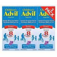 Children's Advil Suspension Ibuprofen 100mg Fast Pain Reliever and Fever Reducer Last up to 8 Hours Grape Flavor Liquid for Ages 2 to 11 Years - 3 Pack of 4 FL Oz Bottles