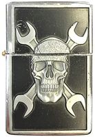 Eclipse Biker Wrench Skull Design Windproof Jet Flame Pocket Torch Lighter, 1880 (Black)