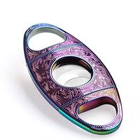 WMM- Cigar cutter Vintage Pattern Cigar Cutter Stainless Steel Double Blade Guillotine Scissors for Most Size of Cigars (Color : Purple)