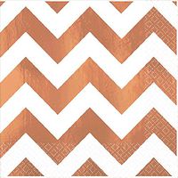 Rose Gold Shiny Metallic Chevron Small Napkins (16ct)