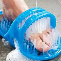 New Hot Shower Foot Scrubber Bathroom No Bending Feet Brush Foot Cleaning Bristle Massager Slipper Bath Shoes Stick on Floor