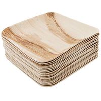 Bosnal - Palm Leaf Biodegradable Plates, 8.5 inch, Square, 25 pcs, Compostable, Bamboo and Wood Style, Stackable, Restaurant Grade, Earth Friendly, Alternative to Paper Plates