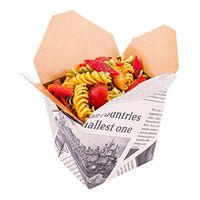 Disposable Noodle Take Out Container, Noodle To Go Box - Eco-Friendly Paper - Square - 16 oz - Newsprint with Kraft Interior - 200ct Box - Restaurantware