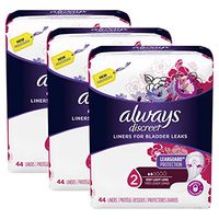 Always Discreet, Incontinence Liners for Women, Very Light, Long Length, 44 Count (Pack of 3)