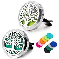 JOJOY LUX 2pcs 30mm Air Fresheners, Aromatherapy Essential Oil Diffuser, Stainless Steel Locket with Magnetic Cover & Vent Clip+10 Felt Pads, for Car Fan Computer and Others to Clip on