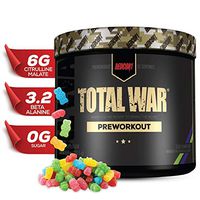 Redcon1 - Total War - Preworkout - All New (15 Servings) Boost Energy, Increased Lasting Endurance, Citrulline Malate, Beta-Alanine, Keto Friendly, (Sour Gummy)