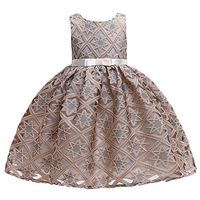Driuankeji Girls Party Dress Formal Sleeveless Flower Princess Dress Pageant Ball Gown for Wedding Bridesmaid Beige
