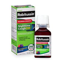 Robitussin Adult Maximum Strength Nighttime Cough DM Max (4 fl. oz. Bottle), Cough Suppressant & Antihistamine, Blue Raspberry Flavor