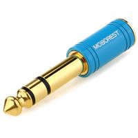 MOBOREST 3.5mm to 1/4" Adapter for Audio Connector Cables - Authentic Genuine Universal 6.35mm Pure Copper Adapter Jack - 1/8 Inch Female to 6.35mm (1/4 Inch) Male Headphone Adapter, Blue - 1PCS