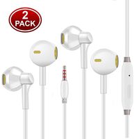 [2 Pack] Premium Aux Headphones/Earphones/Earbuds / 3.5mm Wired Headphones/Noise Isolating Earphones with Built-in Microphone Compatible with iPhone iPod iPad Samsung Android Phone & MP3 MP4