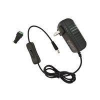 AspenTek Us Led Power Supply Adapter with Inline on off Switch for Led Rigid Bar, Led Strip Light, Led Tape light, Under Cabinet Lighting, Output DC 12V/2A, 24 Watt Max