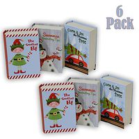 Gift Card Holder, Pretty Book Box Christmas Design, for Card, Money, Candy and Small Presents, Assorted Christmas Prints, Pack of 6