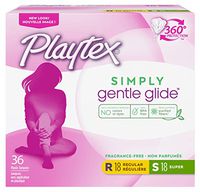 Playtex Simply Gentle Glide Multipack Unscented Tampons with Regular and Super Absorbencies, 36 Count (Pack of 2) (Packaging May Vary)