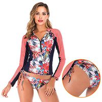 Meidexian888 Women's Sexy Rash Guard Long Sleeve Sports Swimming Swimwear Diving Suit Piece Water Surfing Swimsuit (Multicolor, S)