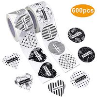JPSOR 600pcs Thank You Stickers, 14 Unique Designs, 1.5 Inches Heart and Round Labels for Baby Shower, Wedding, Birthday, Party