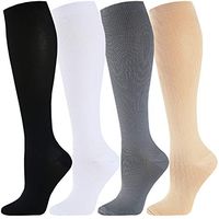 Compression Socks Women & Men-4 Pairs - Best for Running,Medical,Athletic Sports,Flight Travel, Pregnancy (03-Black / white / gray / nude (4 pairs), Large / X-Large)