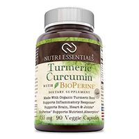 Nutri Essentials Turmeric Curcumin with BioPerine - 755 Mg, 90 Veggie Capsules - Made with Organic Turmeric Root -Supports Inflammatory Response - Supports Brain, Heart & Joints