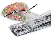 Metallic Silver 4" Twist Ties 3/16" Wide - 27 Gauge Single Wire (8 Packs of 1000) - Wraps-MTTS4