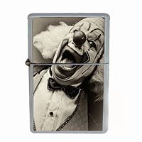 Perfection In Style Wind Proof Dual Torch Refillable Lighter Vintage Creepy Clowns Design 008