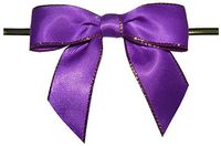 BAYWIND LTD; 3" Purple with Gold Edge Twist Tie Bows- 100pc
