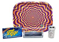 Trip 2 Clear Rolling Papers 1 1/4 with Elements 79mm Roller, Pre Rolled Tips, Hippie Butler Flip Top Storage Container and Leaf Lock Gear Mini Rolling Tray