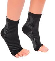 MojaSports Ankle Compression Sleeves Plantar Fasciitis Foot Socks Arch Support (Black/White : 1 Pair, Small/Medium)