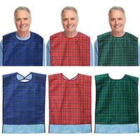 Vlokup Adult Bibs for Eating Women & Men, 3 Pack, Waterproof Mealtime Clothing Protector for Elderly, Optional Crumb Catcher, Adjustable Snaps, Reuasale Washable, Gingham