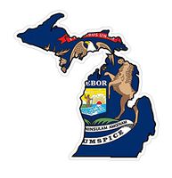 CustomDecal US Michigan State (Q23) Shape Flag Vinyl Decal Sticker Car/Truck Laptop/Netbook Window
